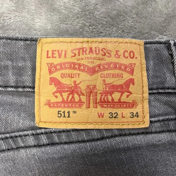 Levis 511 Jeans Mens 32x34* (Meas. 32x33) Grey Slim Throughout Low Rise Stretch - Picture 3 of 7